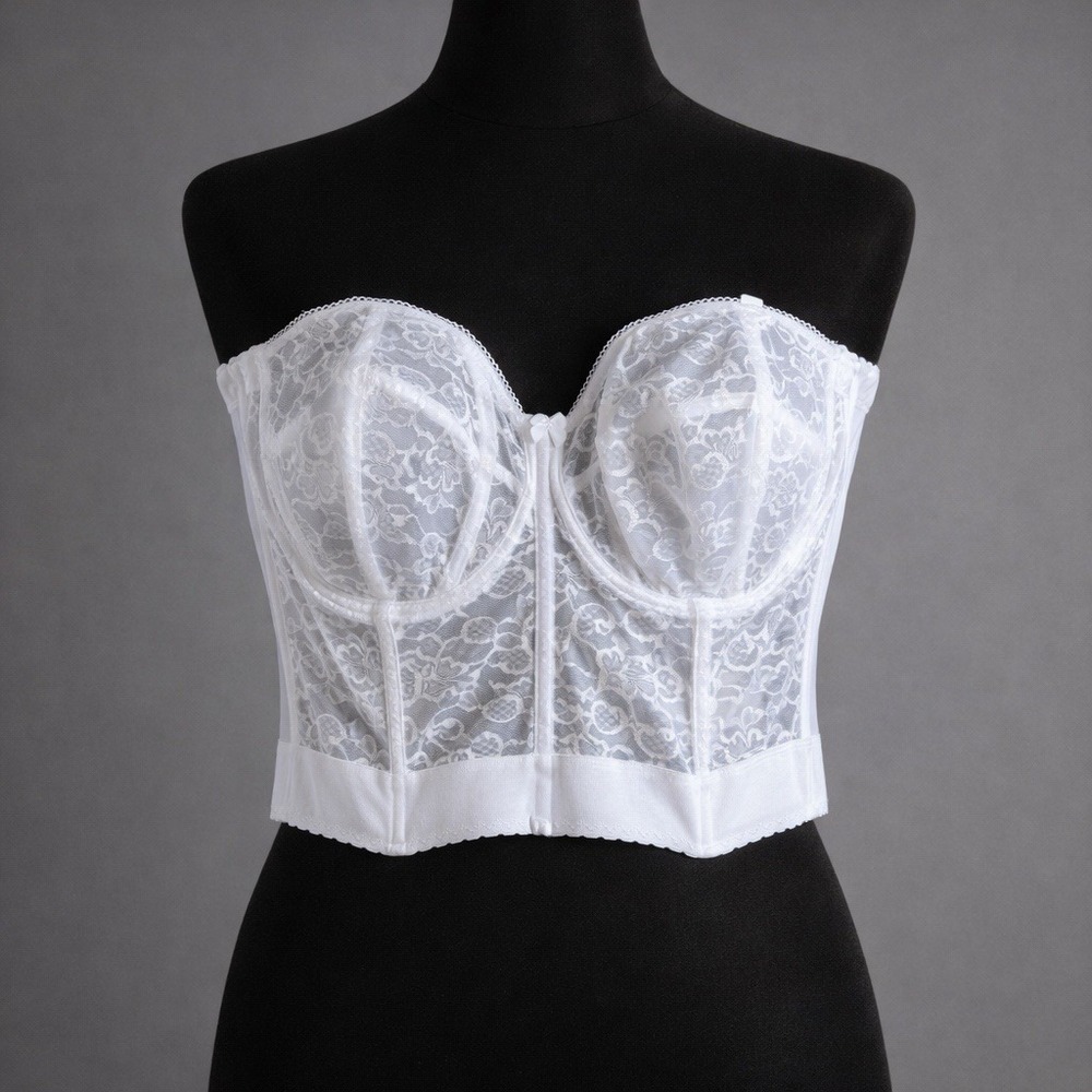 NWT Bra-Tenders Corset Women 46FF Bridal White Lace Bustier Lingerie‎ Retro Vibe